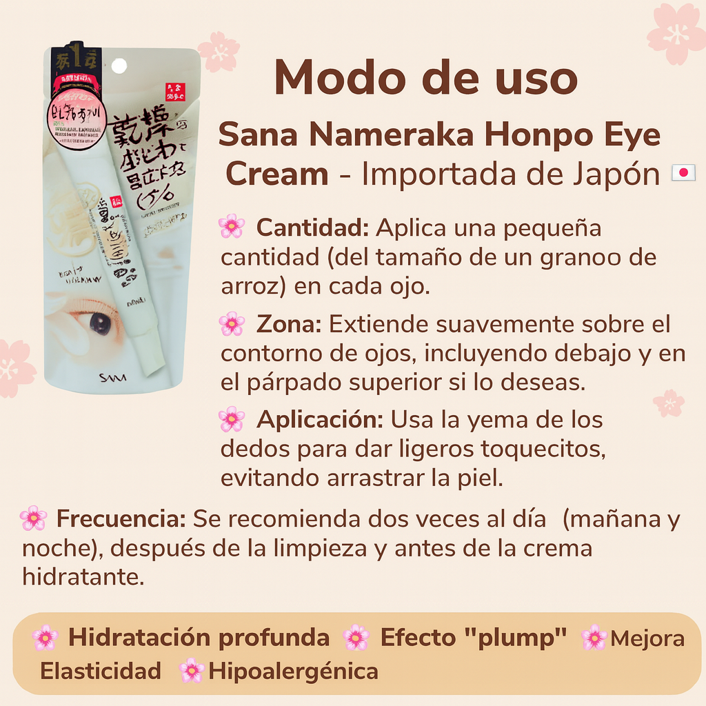 Crema para ojos Hompo de Sana Nameraka Crema para ojos 3 en 1 para todo tipo de piel