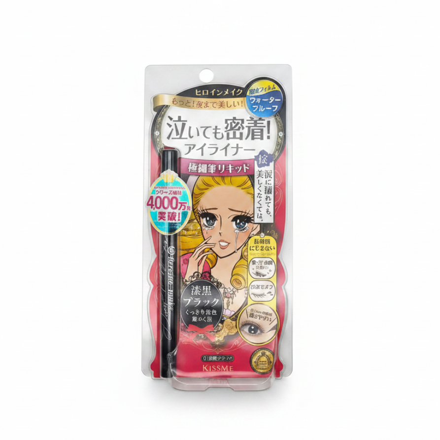 Kiss Me Heroine Make Liquid Eyeliner, Negro Waterproof